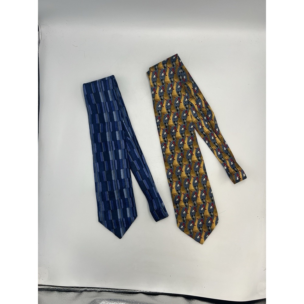2 Ermenegildo Zegna Printed Silk Ties Made In Italy EUC